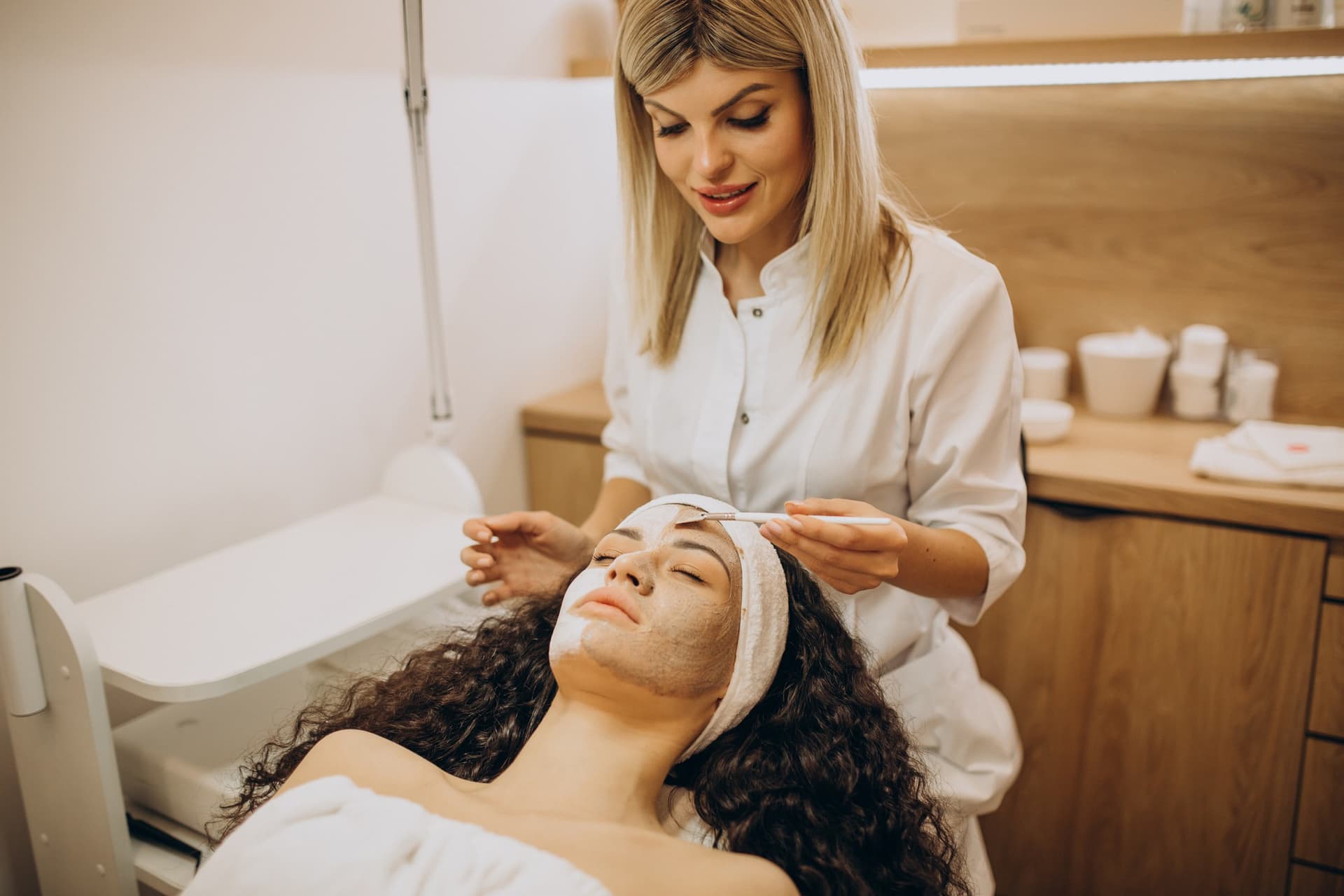 Facial treatment at an aesthetic clinic
